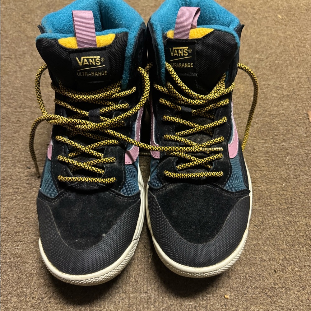 Vans Women’s High-Top Sneakers - Black, Pink, and Blue
